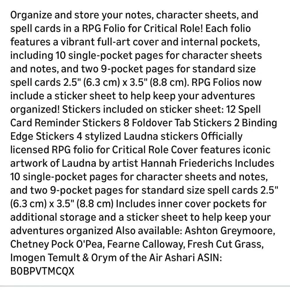 Ultra Pro RPG Folio with Stickers